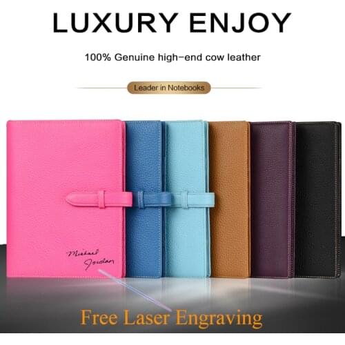 Genuine Cow Leather A5 Binder Planner Spiral Pad Loose leaf Writing Pads Business Rings Notebook Diary Office School Supplies