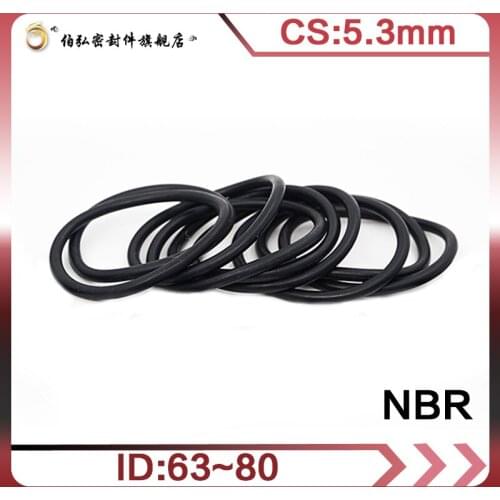 Nitrile Rubber O-Ring 10PC/lot NBR Sealing CS 5.3mm ID63/65/67/69/70/71/73/75/77.5/80mm O-Ring Seal Gasket Ring
