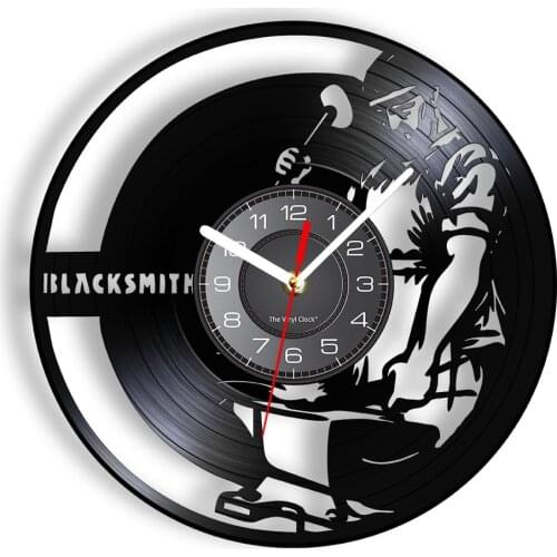 Blacksmith Wall Clock Made Of Real Vinyl Record Garage Workroom Repair Shop Vintage Vinyl Record Clock Workshop Crafts Decor