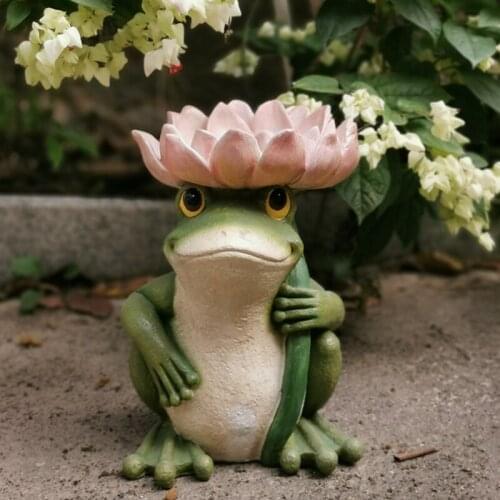 Decor Frog & Summer Garden Decoration Ornaments Landscape & Creative Gift Resin Yard Statue Bird Feeder UD88