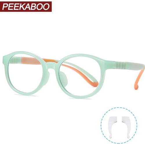 Peekaboo kids round glasses frame for children green clear tr90 blue light filter glasses baby boy girls accessories computer