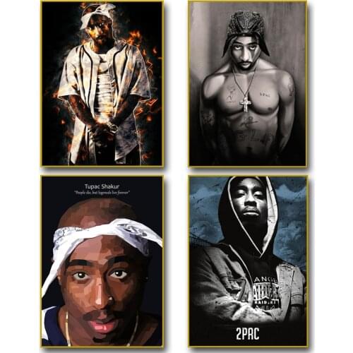 Hip Hop Singer Tupac Shakur 2PAC Canvas Painting Figure Art Posters Prints Wall Pictures for Living Room Home Wall Cuadros Decor