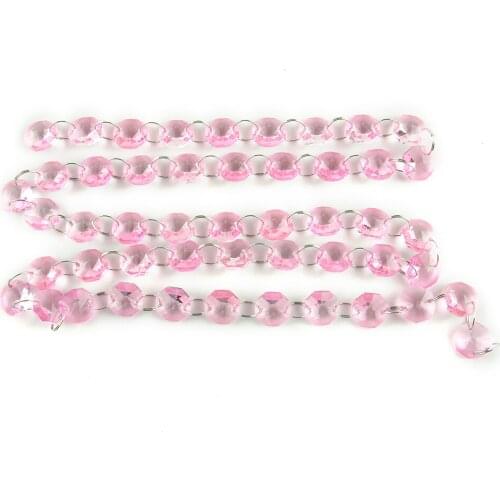 5 M/50M Pink Color 14mm Crystal Octagon Beads Strand Glass Pendant Chains For Home Party Decoration Wedding Garlands