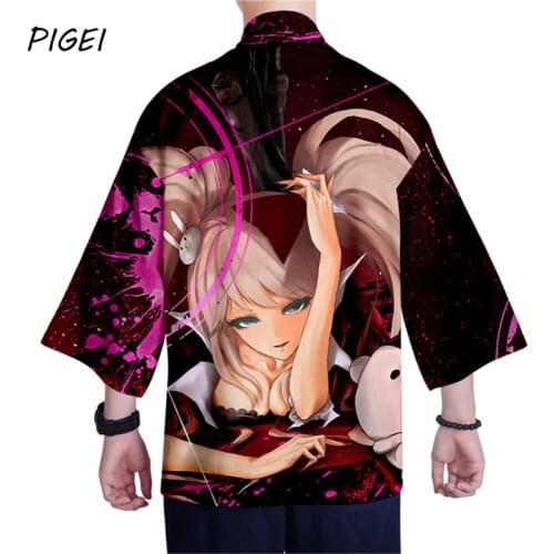 Game Danganronpa Monokuma Cosplay Shirt Cardigan Kimono Coats Junko Enoshima Casual T-shirt Shorts Sets for Women Mens Blouse