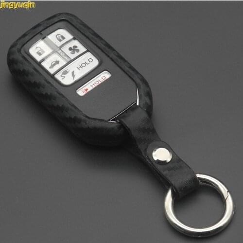 Jingyuqin 15ps 2/3/4/5/6 Button Silicone Carbon Key Case Cover for Honda Civic Accord Pilot 2015 2016 2017 Keyless Smart Keyless