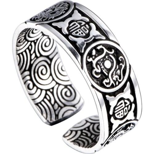 Beast Rings Suzaku Phoenix Jewelry White Tiger Green Dragon Rings Tortoise Mens Rings Mysterious Oriental Mythology Lucky Party