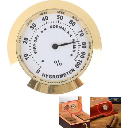 Brass Analog Hygrometer Cigar Tobacco Humidity Gauge & Glass Lens For Humidors Smoking Humidity Sensitive Gauge