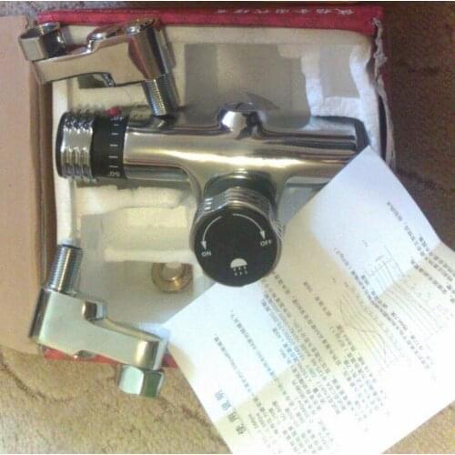 Copper Dual handle thermostatic faucet bath, Brass thermostatic shower faucet mixing valve, Bathroom wall mounted shower faucet