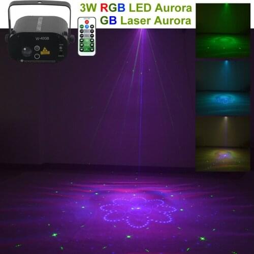 Mini Remote 40GB Pattern Auto Laser Lights Water Galaxy 3W RGB LED Projector Lamp Aurora Effect Party DJ Show KTV Stage Lighting