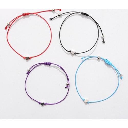 Minimalism Lucky Love Heart Shape Charm Bracelet Thin Red Rope Thread String Braid Bracelets For Men Women Couples Gifts
