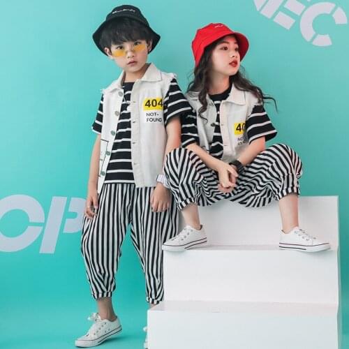 Fashion Kids Hip Hop Costumes Dance Clothes Shirt Jacket Pant for Girls Boys Jazz Ballroom Dancing Costume Dancewear Stage Wear