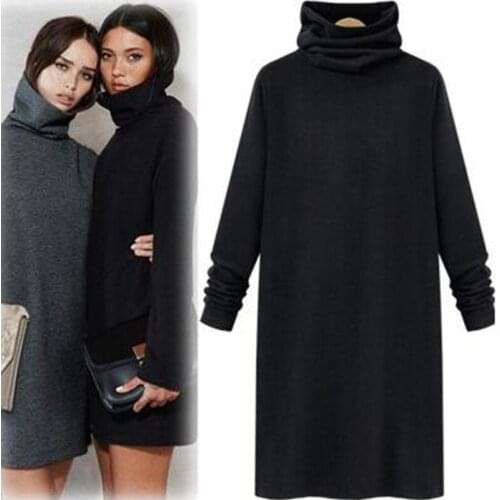 NEW Autunm women Turtleneck Dress Thinckening warming Long Sleeve Winter Dress Casual office Dress plus size S-5XL 6XL vestidos