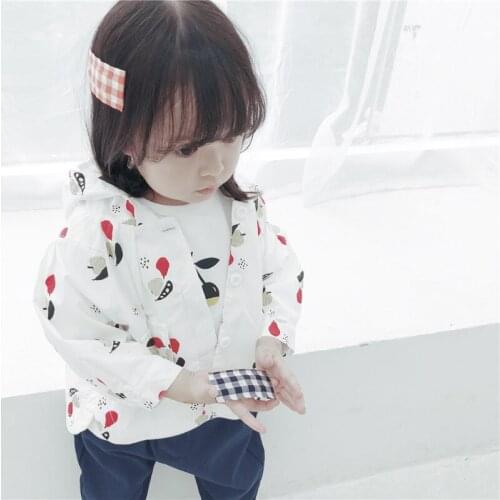 Autumn Kids Girls Jacket Cartoon Fruit Print Hooded Trench Coat Toddler Girls Clothes Fashion Baby Child Outwear 1 2 3 4 Years