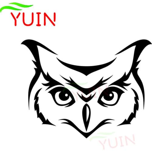 Owl Face Head Car Sticker Outline Bird Avian Creative PVC Bumper Decorative Accessories Motorcycle Waterproof Decal 13*10cm