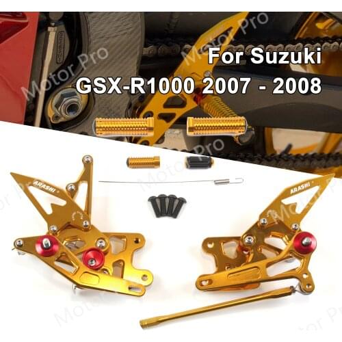 Adjustable Footrests For SUZUKI GSXR 1000 2007 2008 Motorcycle Accessories Foot Pegs Rearsets Pedal GSX-R GSX R GSXR1000 GOLD