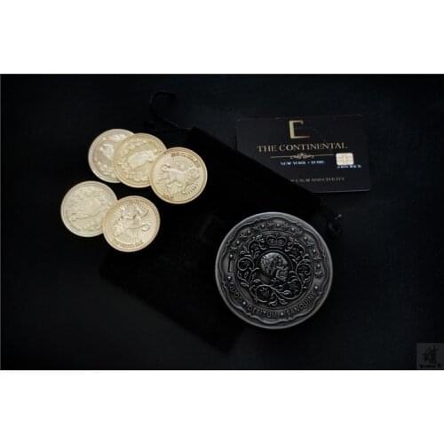 Movie John Wick Cosplay Prop John Wick Zinc Alloy Gold Collection Coins with Continental Hotel Card Costume Gift