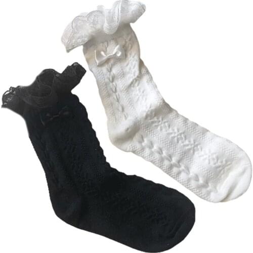 Cute Ruffle Bow Tie Girls Short Socks Anime Cartoon Sweet Girl Cosplay Costumes Accessories Japanese Style Ankle Socks