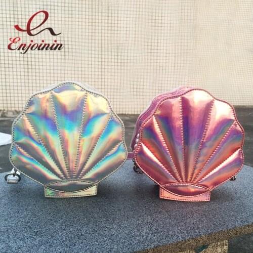 Fashion brand personality new design laser sweet shell chain shoulder bag clutch bag girls messenger bag handbag flap 4 color