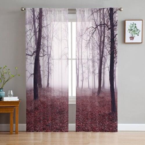 Cloud Forest Quiet Scenery Window Treatment Tulle Modern Sheer Curtains for Kitchen Living Room the Bedroom Curtains Decoration