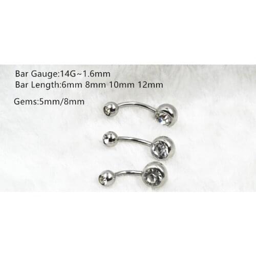 50PCS Surgical Steel Body Piericng jewelry-Navel Button Barbells Navel Rings Body Navel Rings 14G x6/8/10/12MM bar