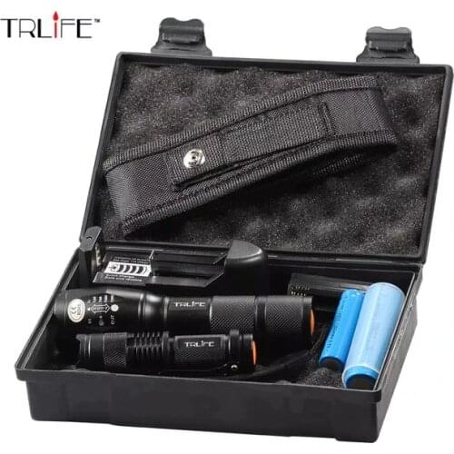 Outdoor LED Tactical Flashlight Super T6/L2 Ultra Bright Focus Zoom Torch With Battery+Mini Flashlight +Charger for camping Gift