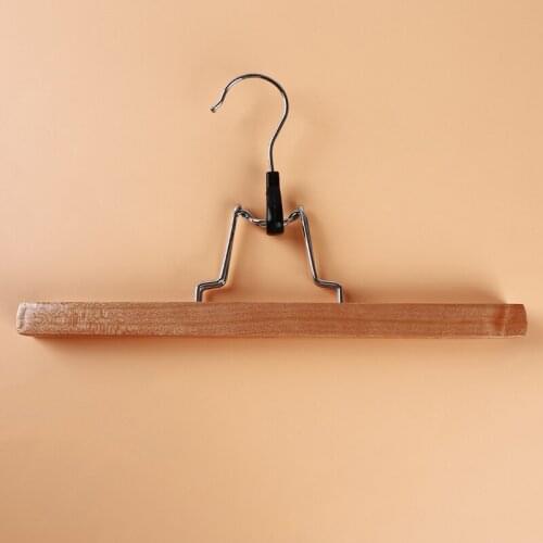 Natural Solid Wood Pants Hangers Skirt Hangers Non-Slip Skirt Trouser Hangers Clips Slack Clamp Hanger