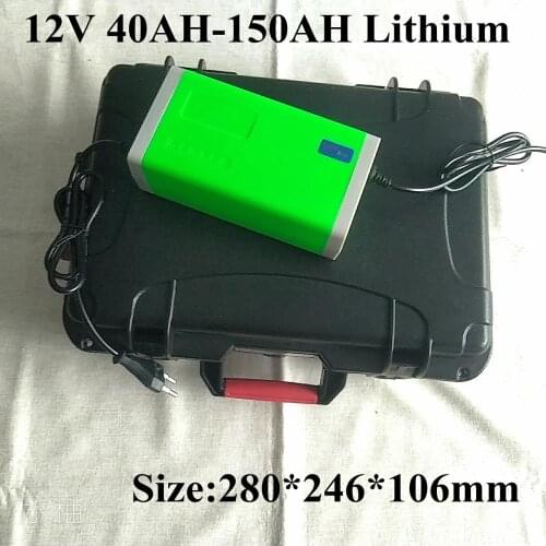 Waterproof 12v 80ah Lithium Battery 12v 40AH 60AH 100AH 120AH 150AH USB Solar Energy Storage Battery Fishing Boat + 10A Charger
