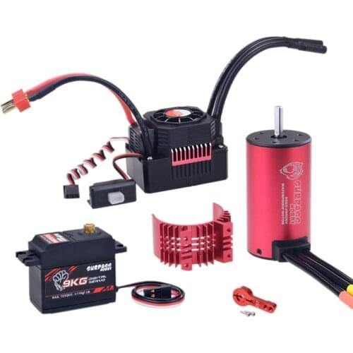 SURPASS HOBBY Waterproof ESC Brushless Motor Combo 2900KV with 80A ESC 9KG Gear Servo for 1/10 RC Car Tamiya