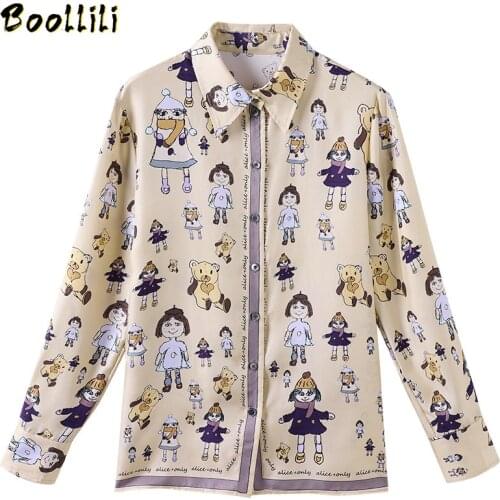 Boollili Real Silk Women Blouse Office Lady spring autumn Print Real Silk Shirts Women Clothes Blusas Mujer De Moda 2020