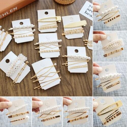 Womens Pearl Hair Clip Gold Hairpin Slide Grips Barrette Hair Accessories AU