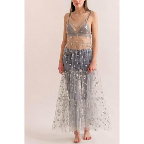 Women Fashion Swimwear Bikini Sequined Swim Cover Up Dress Lady Girls Beach Wear Cover-up Summer Long Dresses Sexy Bling