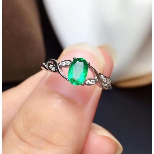 Exquisite green emerald gem ring women ring 925 sterling silver ring natural real gem girl birthday ring gift christmas present