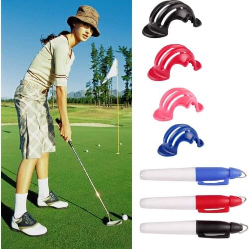 1Set Golf Ball Triple Track 3 Line Marker Chrome Stencil +3pcs Marker Pen Golf Putting Positioning Aids Outdoor Golf Accessories