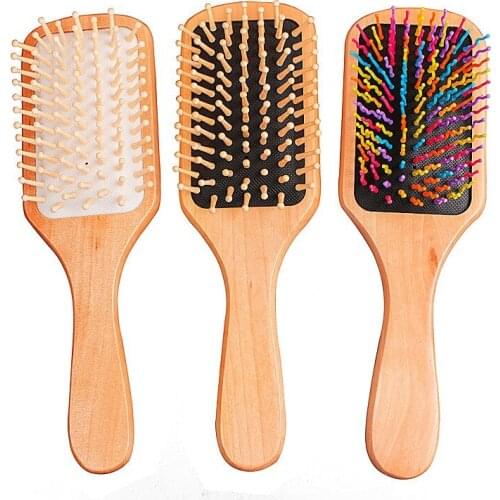 1PC Three Colors Wooden Spa Massage Comb Antistatic Hair Care Brush Massage Head Promote Blood Circulation Hair Care Brush T0191