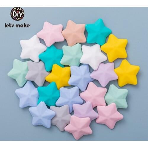 Lets Make Star 10pc Baby Teether Beads Silicone Beads Baby Teething Accessories Food Grade Pearl Pacifier Dummy Making Teether
