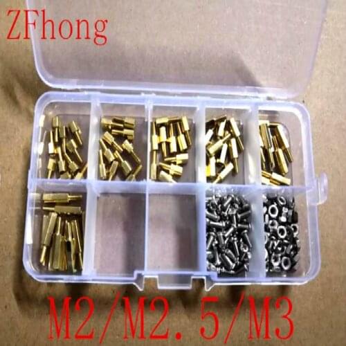 180Pcs/set M2*L+3mm M2.5/M3*L+6mm Hex Nut Spacing Screw Brass Threaded Pillar PCB Motherboard Standoff Spacer Kit