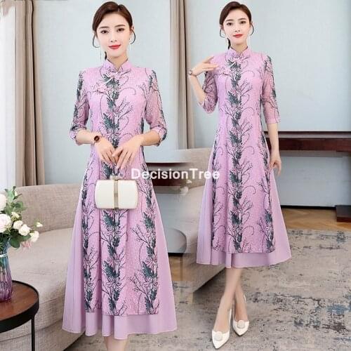 2021 vietnam style dress vietnam aodai vietnam traditional dress chiffon cheongsam dress chinoise ao dai elegant party dress