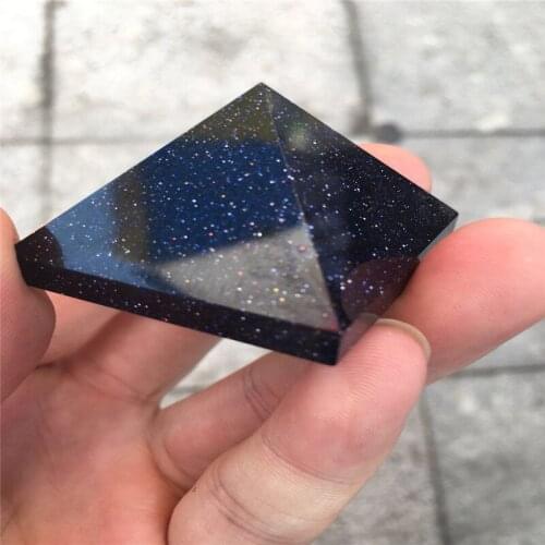 3cm blue sand stone pyramid, Egyptian pyramid, crystal multi-faceted tower household decoration