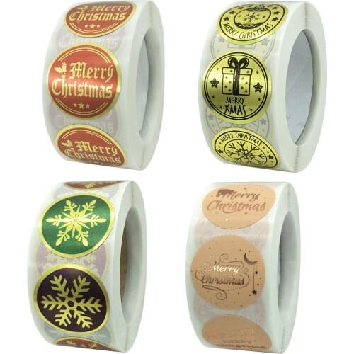 500pcs/Roll Merry Christmas Stickers Seals Labels for Thank You Invitation Cards Gifts Bakery Envelopes Shopping Packaging