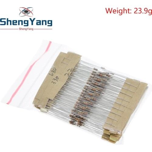 600pcs/set 30 Kinds 1/6W Resistance 5% Carbon Film Resistor Pack Assorted Kit 1K 10K 100K 220ohm 1M Resistors 300pcs/set