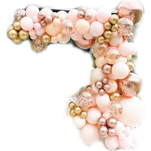 96 Pcs Macaro Balloon Garland Arch Kit,Chrome Rose Gold Balloon with 4D Globos for Wedding/Birthday/Party Decor