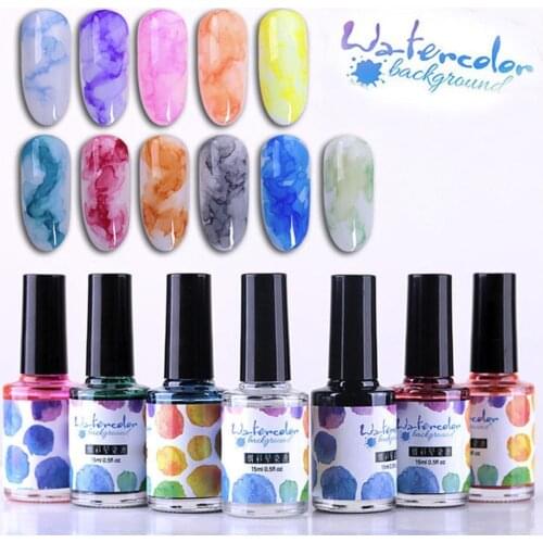 Watercolor Ink Nail Polish Blossoming Effect Quick Dry Nail Gel Smoke Effect Smudge Bubble Nail Art Varnish Manicure Accessories
