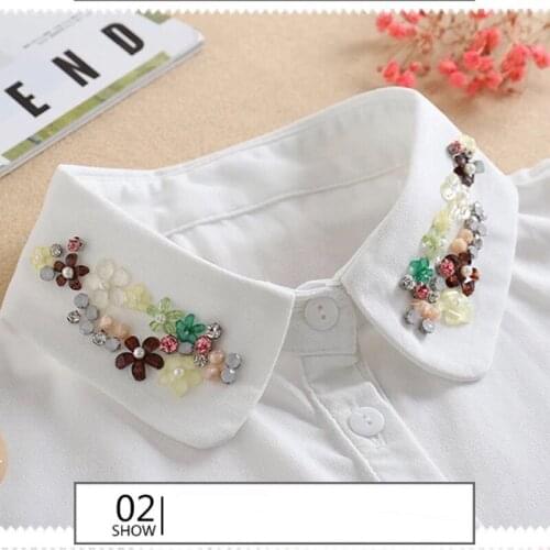 Colorful Handmade Beads Fake Collar Shirt Decorative Women Solid Color False Neck Collar Women Half Shirt Bouse Tops Fake Collar