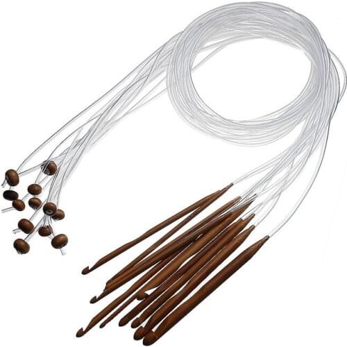 DoreenBeads Natural Bamboo Flexible Afghan Tunisian Carpet Crochet Hook Needles At Random Color Transparent 119.5cm,12PCs/Set