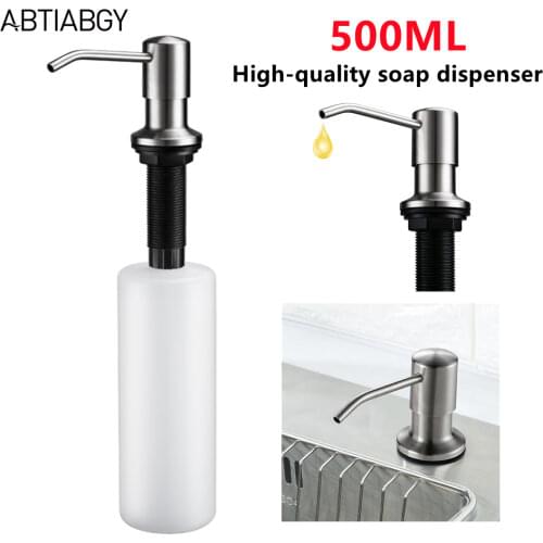 500ML Kitchen Liquid Soap Dispenser 304 Stainless Steel Head Brushed Nickel Detergent Dispensers Built In kitchen Accessories