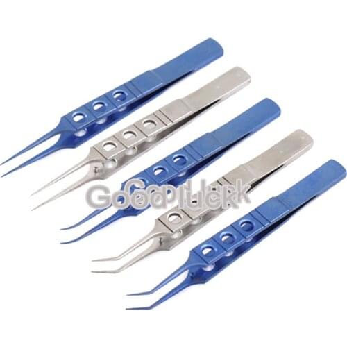 12 Designs Micros Stainless Steel Titanium Alloy 11CM Dovetailed Straight/bend Head Tweezers Platforms Ophthalmic Forceps