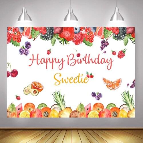 Sweetie Happy Birthday Background Photocall Fruit Party Video Photography Backdrop for Photo Studio Kids Summer Birthday