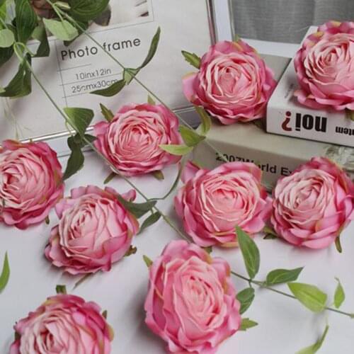 10pcs/lot Artificial Silk Rose flower Head Wedding Flower Arch Backdrop Decoration Home Party Decorative simulation rose wreath