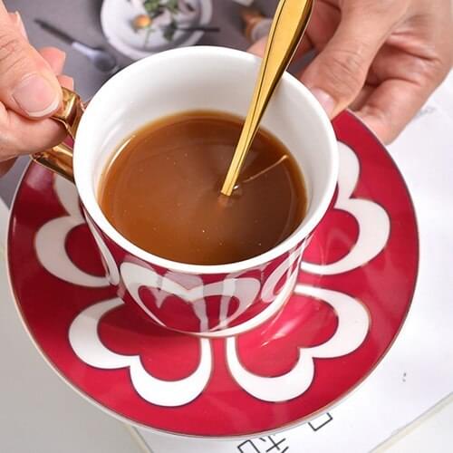 British Style Flower Bone China Coffee Cup and Saucer Set High-end Afternoon Tea Pastoral Style Flower Tea Cup