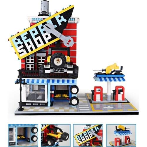 Wange 6314 2120pcs City Architecture Car Service Center Building Blocks assemble bricks Christmas Gifts Toys For Children